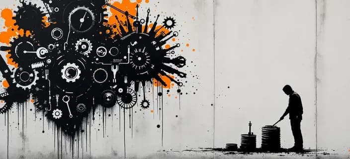 Banksy-style street art of an owl being replaced by smaller, faster birds