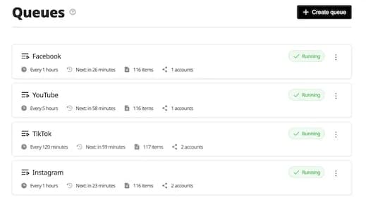 Clean Wahlu queue interface showing simple video management