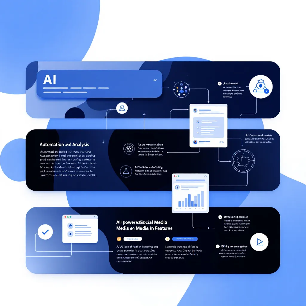 AI-powered social media workflow showing various automation and analysis features