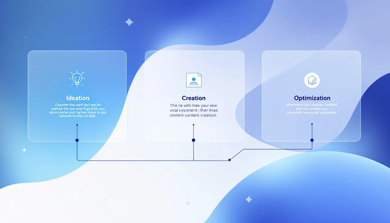 AI-powered viral content creation workflow showing ideation, creation, and optimization