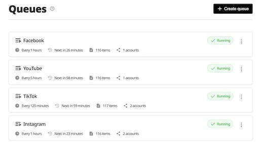 Clean Wahlu queue interface showing simple video management